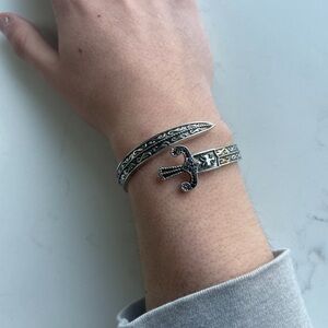 Affliction Silver Tone Ornate Cuff Bracelet